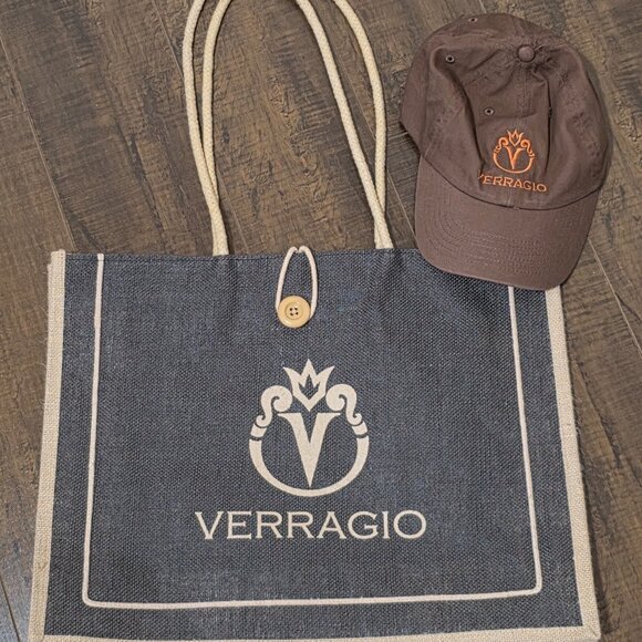 Rare Verragio Jute Tote Bag and Ball Cap Bundle - Brown, Cream, and Orange - Picture 15 of 15